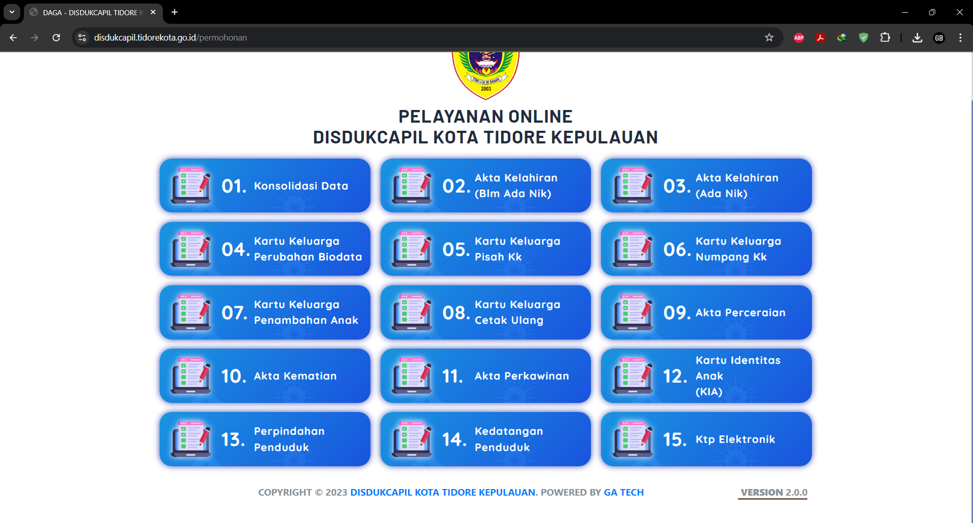 PELAYANAN ONLINE DISDUKCAPIL KOTA TUAL